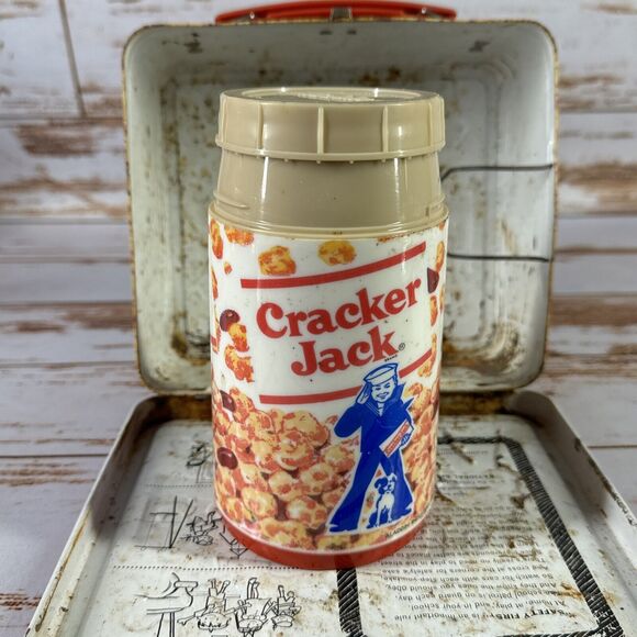 CRACKER JACK metal LUNCHBOX & THERMOS vintage ALLADIN - Picture 2 of 7